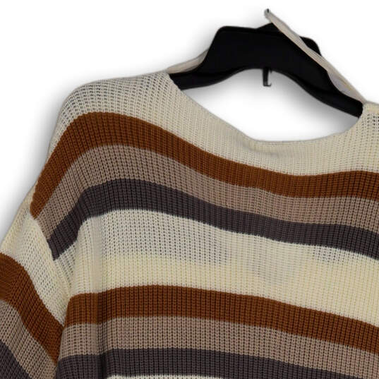 NWT Womens Multicolor Striped V-Neck Long Sleeve Pullover Sweater Size S image number 4