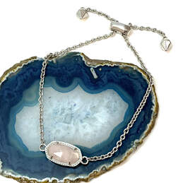 Designer Kendra Scott Silver-Tone Crystal Cut Stone Chain Bracelet With Bag alternative image