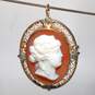 Vintage 10K Yellow & White Gold Cameo Pendant/Brooch - 4.0g image number 3