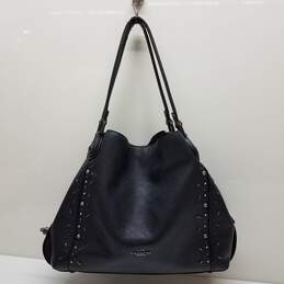 COACH Edie 31 Prairie Rivets Black Pebbled Leather Turn Lock Shoulder bag 22794