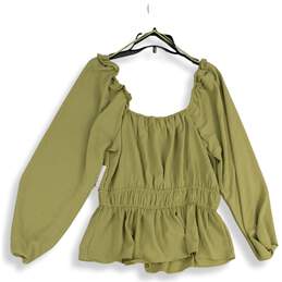 Nine West Womens Green Scoop Neck Long Sleeve Pullover Blouse Top Size Large alternative image