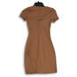 Womens Rose Gold Ribbed V-Neck Short Sleeve Tie Front Mini Dress Size XS image number 2