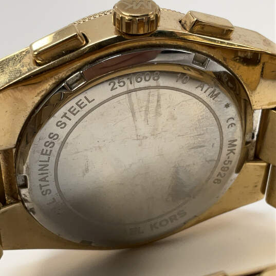 Designer Michael Kors MK-5926 Gold-Tone Dial Quartz Analog Wristwatch image number 4