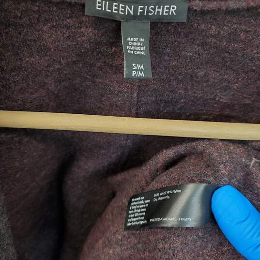 Wm Eileen Fisher Distressed Fabric Burgundy Coat Robe Sz S/M P/M image number 4