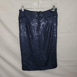 Halston Dark Navy Sequin Skirt NWT Size 4 alternative image