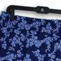 Womens Navy Blue White Floral Layered Elastic Waist Pull-On A-Line Skirt Size L image number 3