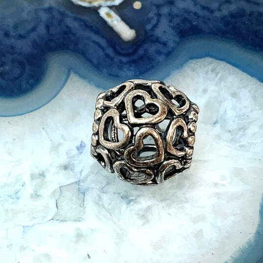 Designer Pandora Sterling Silver Openwork Heart Sphere Shape Beaded Charm image number 3