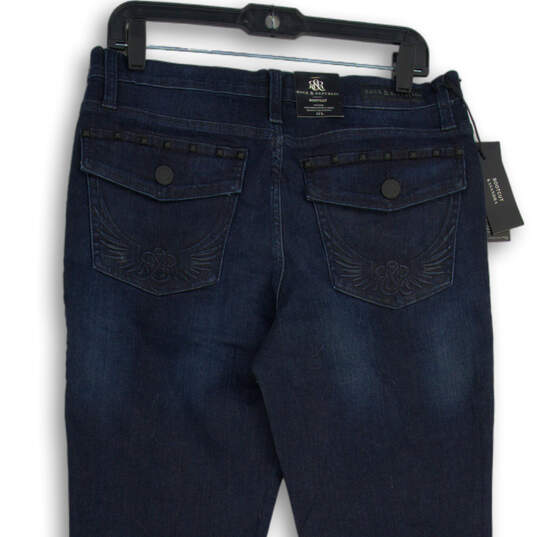 Womens Blue Denim Dark Wash 5-Pocket Design Bootcut Leg Jeans Size 12L image number 3
