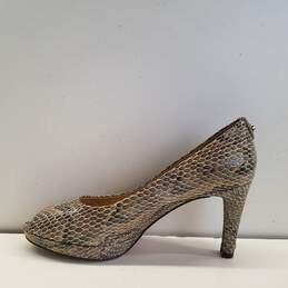 Stuart Weitzman Snakeskin Print Leather Peep Toe Pump Heels Shoes Size 7 M alternative image