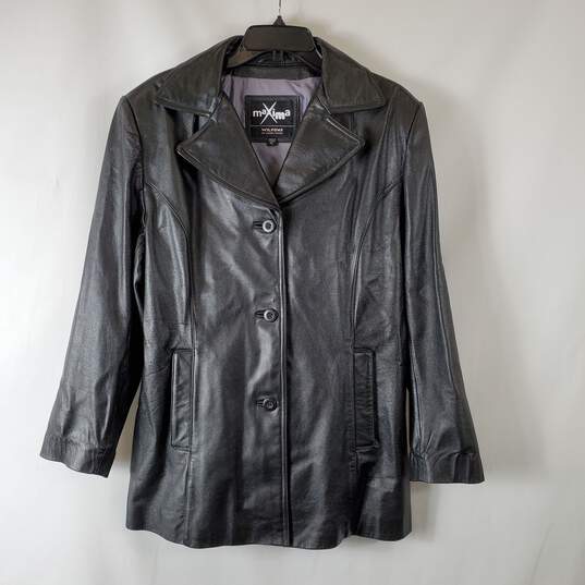 Maxima Women Black Leather Jacket Sz XL image number 1