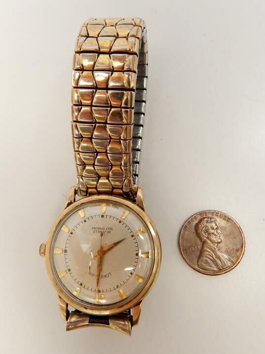 Vintage Lord Elgin Self Winding 30 Jewels Gold Tone Wrist Watch 54.3g image number 11