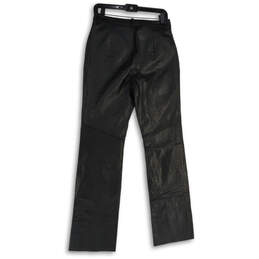 Womens Black Leather Flat Front Bootcut Leg Ankle Pants Size 36/8 alternative image
