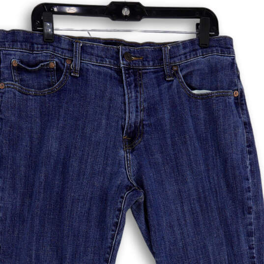 Mens Blue Denim Medium Wash 5 Pocket Design Straight Leg Jeans Size 36X30 image number 4