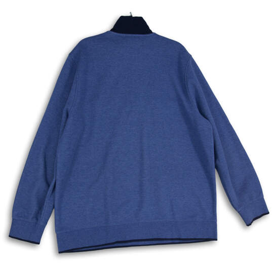 Mens Blue Long Sleeve Mock Neck 1/4 Zip Pullover Sweatshirt Size XXL image number 2