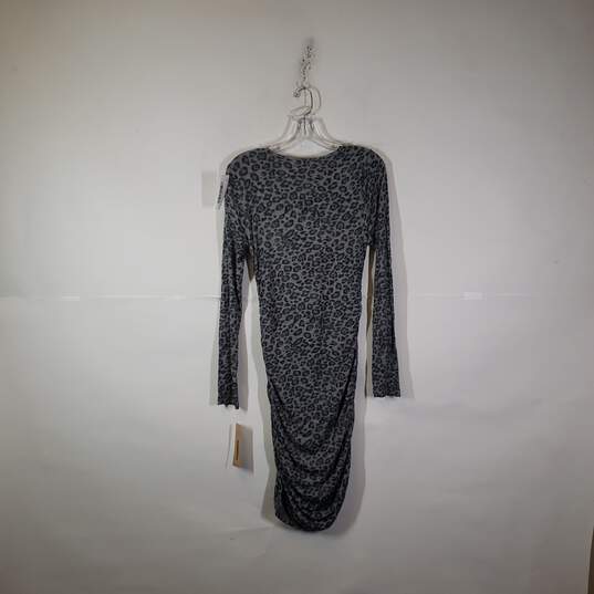NWT Womens Leopard Print Cowl Neck Long Sleeve Bodycon Dress Size M image number 2