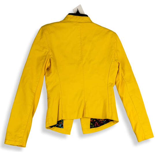 Womens Yellow Welt Pocket Long Sleeve Double Breasted Blazer Size Medium image number 2