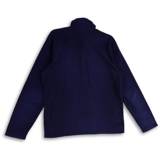 Mens Blue Mock Neck Quarter Zip Long Sleeve Fleece Jacket Size Medium image number 2
