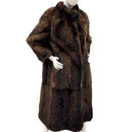 Vintage Women's Two Tone Brown Fur Full Length Evening Coat Size 10