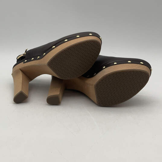 Womens Beatrice Black Leather Round Toe Platform Slingback Mule Heels Size 7.5 image number 6