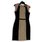Womens Multicolor Sleeveless Round Neck Back Zip Sheath Dress Size 2 image number 1