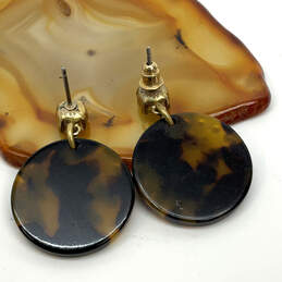 Designer J. Crew Tortoise Shell Crystal Cut Stone Round Dangle Earrings alternative image