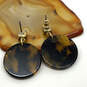 Designer J. Crew Tortoise Shell Crystal Cut Stone Round Dangle Earrings image number 2
