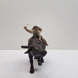 Vintage Ceramic Asian Figurine  Boy Riding Caribou