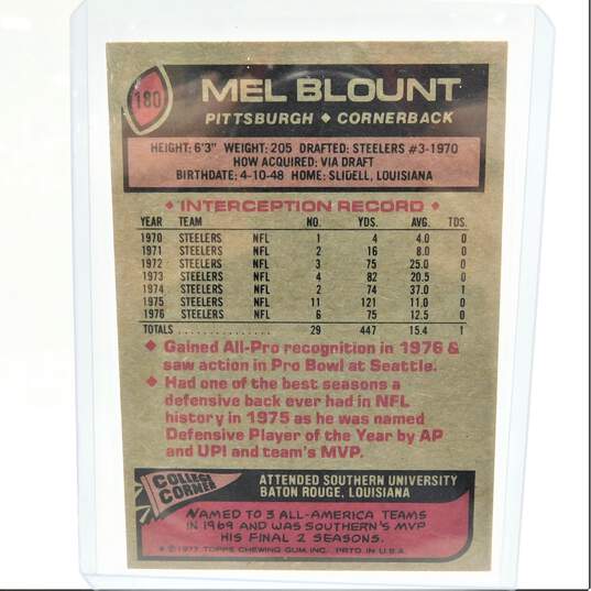 1977 HOF Mel Blount Topps All-Pro Pittsburgh Steelers image number 3