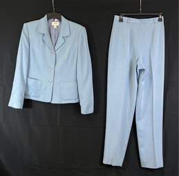 Talbots Womens Blue Silk Pockets Single Breasted 2 Piece Suit Blazer/Pant Size 6