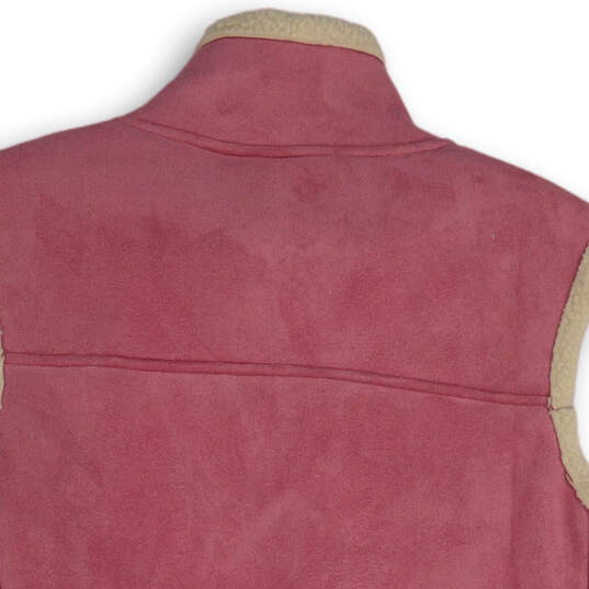 Womens Pink Mock Neck Sleeveless Full-Zip Vest Size X-Large image number 4