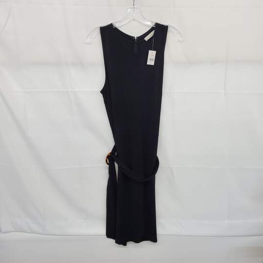 LOFT Black Sleeveless Knit Belted Dress WM Size 6 NWT image number 1