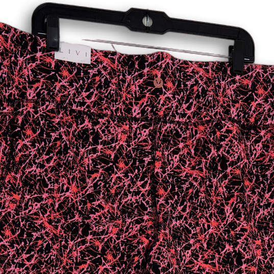 NWT Womens Pink Black Abstract Print Elastic Waist Capri Leggings Sz 22X24 image number 3