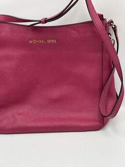 Womens Magenta Leather Inner Pockets Logo Adjustable Strap Crossbody Bag alternative image