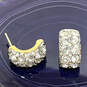 Designer Swarovski Gold-Tone Rhinestone Pave Huggie Half Hoop Earrings image number 1