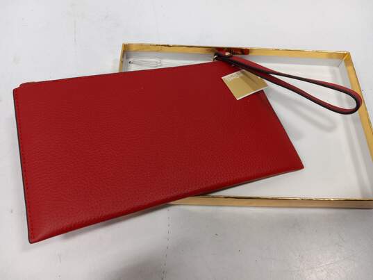 Michael Kors Jet Set Charm Red Leather Zip Clutch Bag NWT image number 3