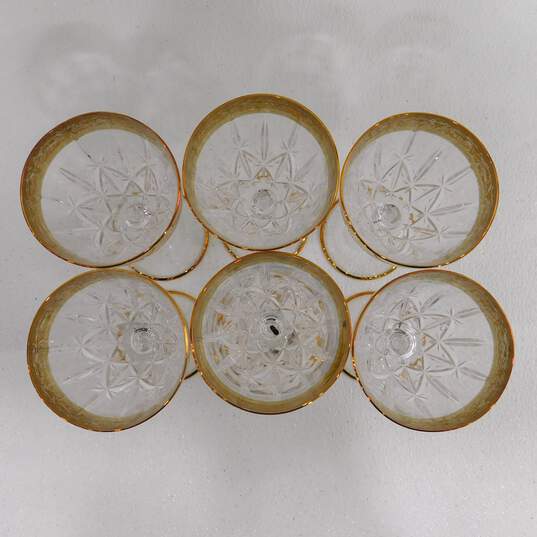 Set Of 6 Creart Italian Hand Cut Crystal Gold Trim Wine Glasses IOB image number 3