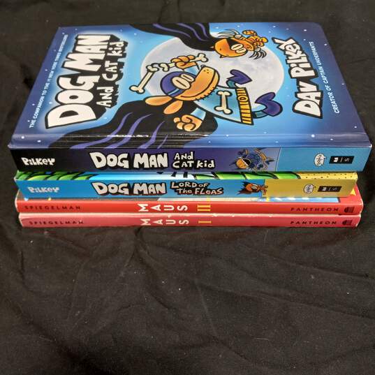 4pc Bundle of Dog Man and Maus Hardcover Children's Books image number 1