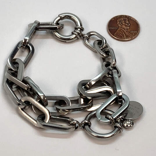 Designer Henri Bendel Silver-Tone Spring Ring Clasp Link Chain Bracelet image number 3