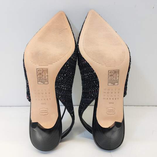 White Market Black House Tweed Slingback Pump Heels Shoes Size 10 M image number 6