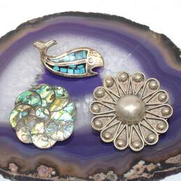 Bundle Of 3 Taxco Sterling Silver Brooches - 32.7g