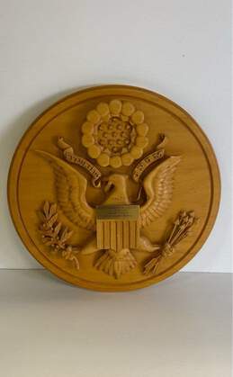 Military Commemorative Plaque E Pluribus Unum Carved Wood US Seal CSM Jacob