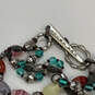 Designer Lucky Brand Silver-Tone Multicolor Glass Stone Beaded Bracelet image number 3