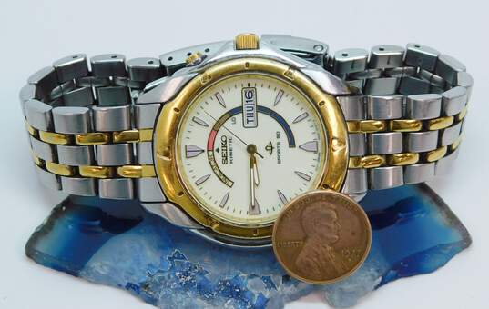 Buy the Seiko Kinetic Sports 50 5M43-0B19 Skeleton Back Two Tone Men's  Dress Watch | GoodwillFinds