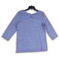NWT T By Talbots Womens Blue White Polka Dot 3/4 Sleeve Pullover Blouse Top Sz M image number 2