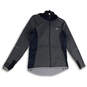 Womens Gray Long Sleeve Pockets Full-Zip Hooded Jacket Size Medium image number 1