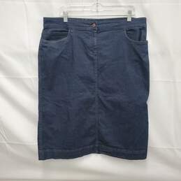 Eileen Fisher WM's Cotton Blend Dark Blue Denim Skirt Size L