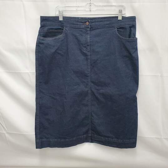 Eileen Fisher WM's Cotton Blend Dark Blue Denim Skirt Size L image number 1