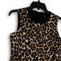 Womens Brown Black Animal Print Sleeveless Back Zip Mini Dress Size 0 image number 3