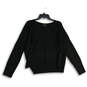 Womens Black Knitted Long Sleeve Crew Neck Side Slit Pullover Sweater Sz S image number 1