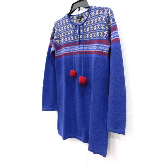 Oscar De La Renta 100% Virgin Wool Blue Sweater Girl's Youth Dress Size 14Y image number 2